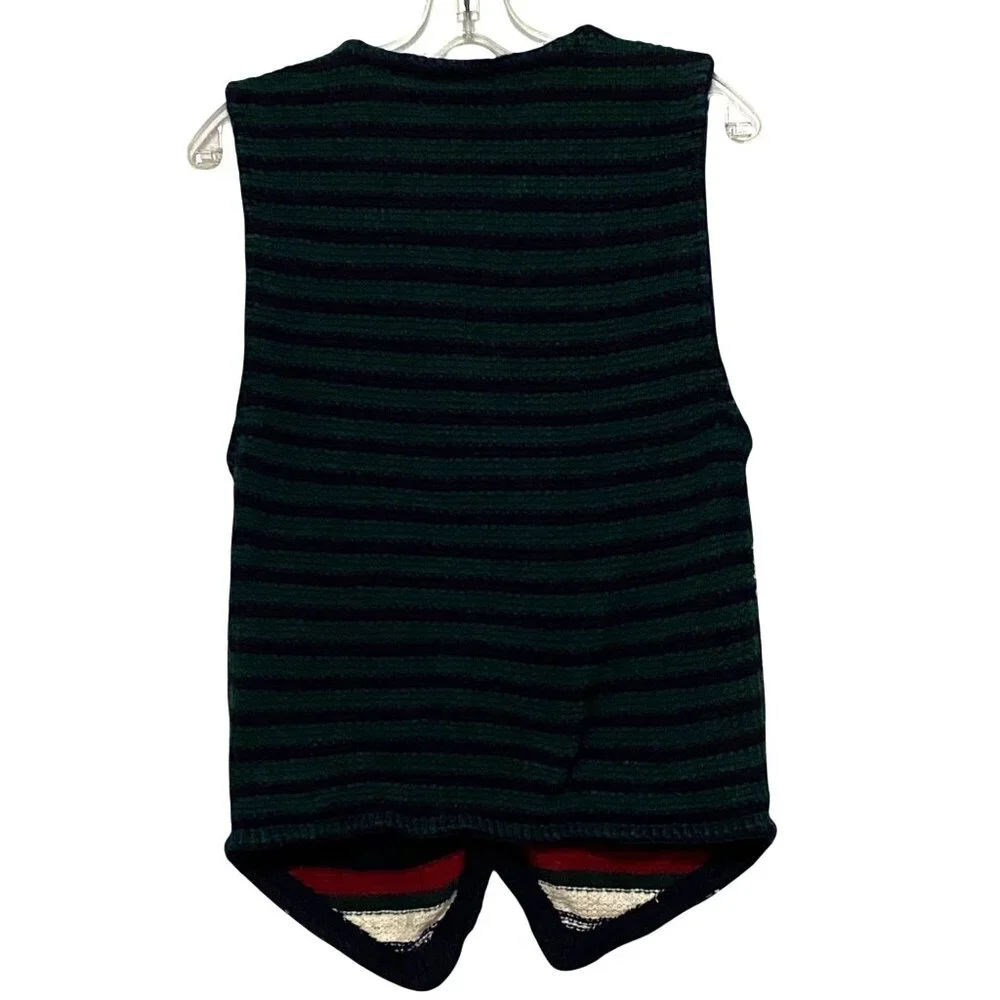 Vtg Womens Knit Button Front Vest M Y2K‎ 90s Grandpacore Indie Striped Hipster